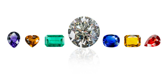 diamond and Bright gemsisolated on a white background