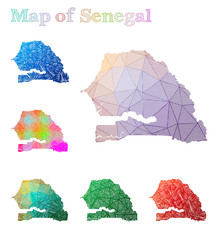 Hand-drawn map of Senegal. Colorful country shape. Sketchy Senegal maps collection. Vector illustration.
