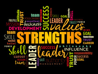 Obraz premium Strengths word cloud collage, business concept background