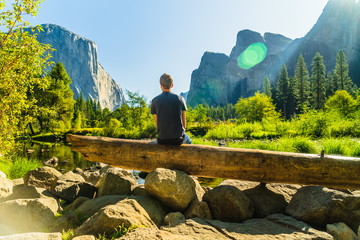 Sitting in Yosemite National Park 