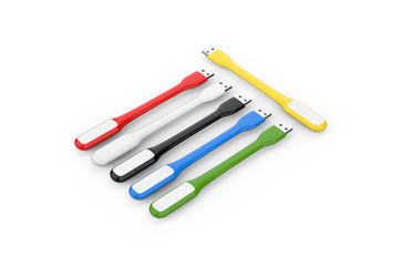 Portable usb led light, mock up template on isolated white background, 3d illustration