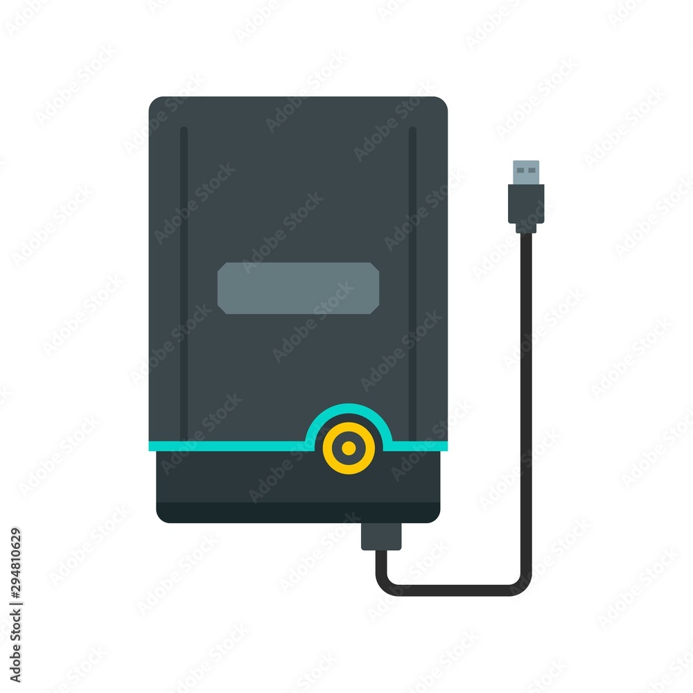 Poster portable hard disk icon. flat illustration of portable hard disk vector icon for web design