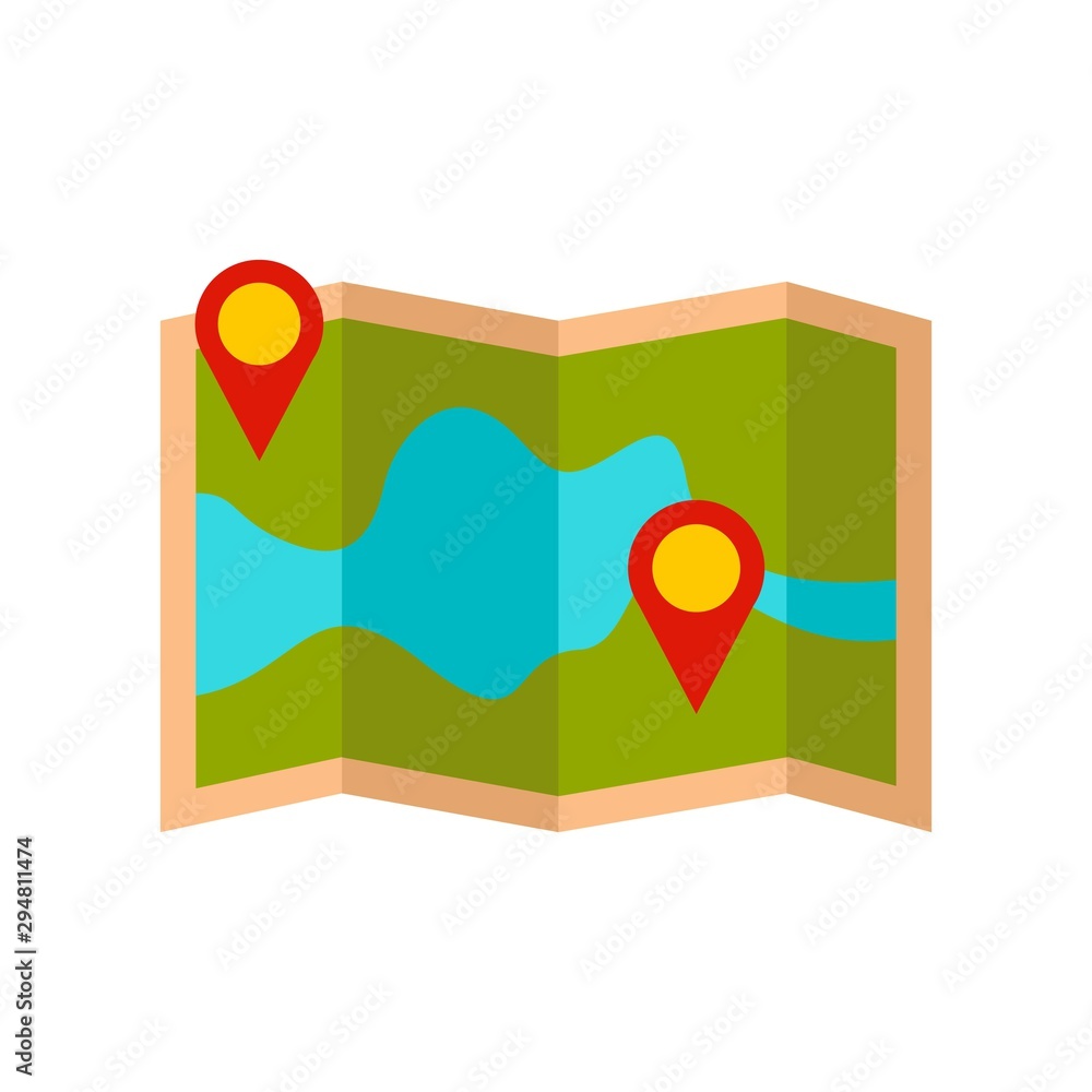 Aufkleber paper pin map route icon. flat illustration of paper pin map route vector icon for web design
