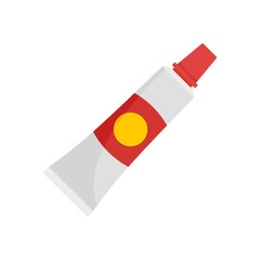 Repair wheel bike glue icon. Flat illustration of repair wheel bike glue vector icon for web design