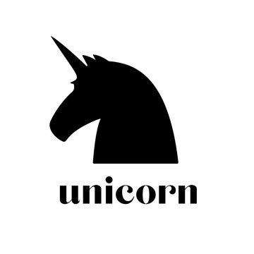 Vector illustration of a unicorn silhouette for a business branding logo concept.