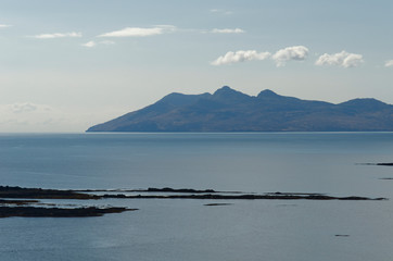 view towards Isle of Rum from Isle of Skye, Scotland