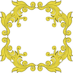 Vector Golden monogram floral ornament. Black and white engraved ink art. Frame border ornament squar.
