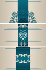Set of templates for cards, invitations, posters, banners. Vintage blue decoration
