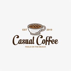 vintage casual coffe beach - logo design 