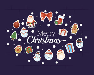 merry christmas card with characters pattern