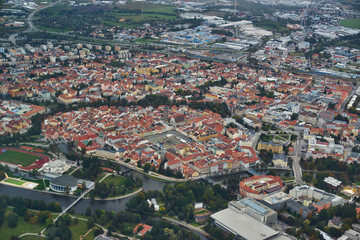 Fototapeta na wymiar Landscape view from sport plane on Czech Republic, Sumava, South Bohemia.