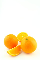 fresh orange fruits isolated on a white background with copy space