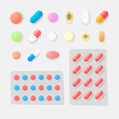 Pharmasy colorful pills, blisters with tablet