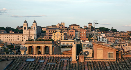 Fototapeta na wymiar Morning on a roof of Rome