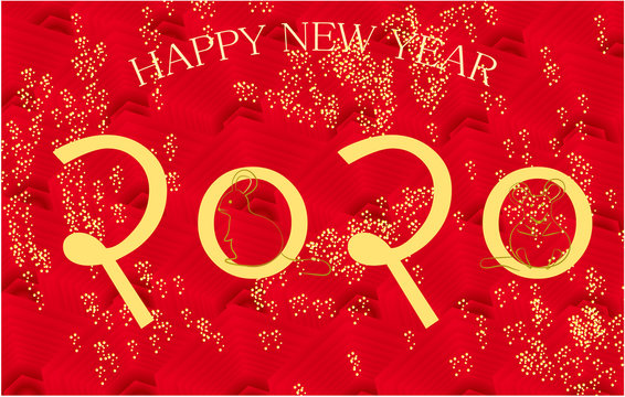 Happy New Year banner with text on a red abstract background