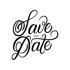 Save the date hand written lettering text.