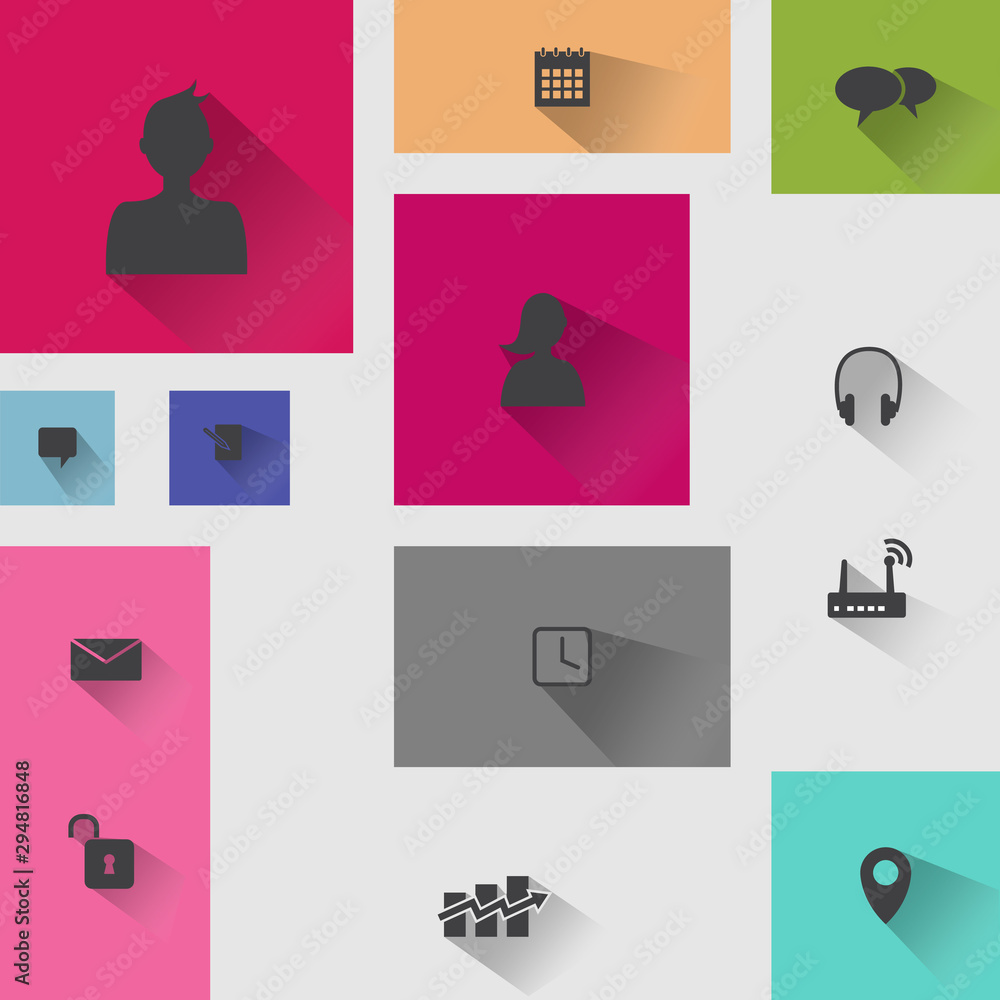 Poster set of web icons in modern flat design