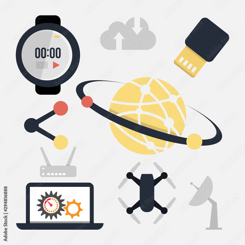 Aufkleber abstract vector collection of colorful flat science and technology icons