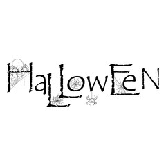 Halloween inscription with spider web. Vector illustration for Halloween inscription and scary web.