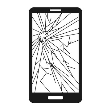 Broken smart phone with cracks all over the screen. Suitable for phone repair services.