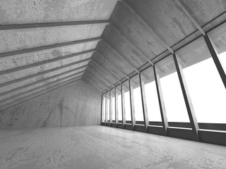 Dark concrete empty room. Modern architecture design