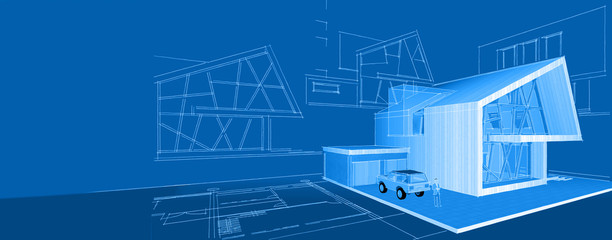  modern house concept 3d illustration