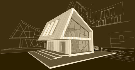  modern house concept 3d illustration