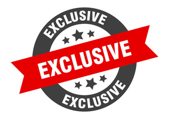 exclusive sign. exclusive black-red round ribbon sticker
