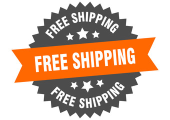 free shipping sign. free shipping orange-black circular band label