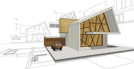  modern house concept 3d illustration