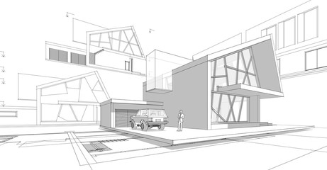  modern house concept 3d illustration