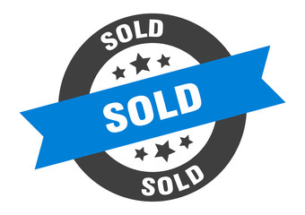 Fototapeta premium sold sign. sold blue-black round ribbon sticker