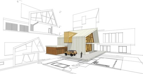  modern house concept 3d illustration