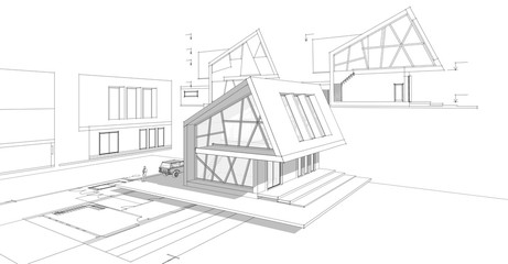  modern house concept 3d illustration