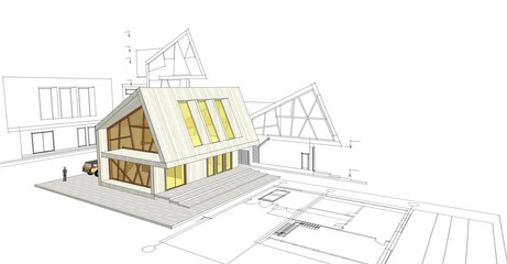  modern house concept 3d illustration