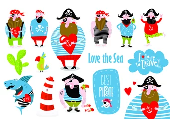 Fotobehang Piraten Grote reeks van vector cartoon piraten. piratenfeestje
