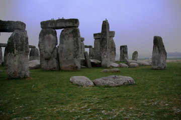 Naklejka premium UNESCO World Heritage: Stonehenge Megalith Site on a cold British morning during winter time