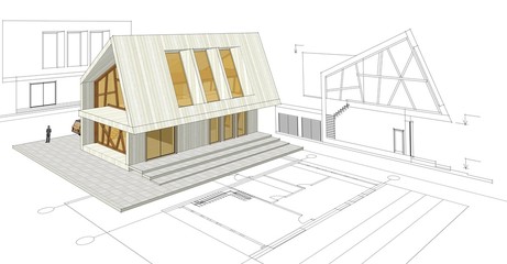  modern house concept 3d illustration