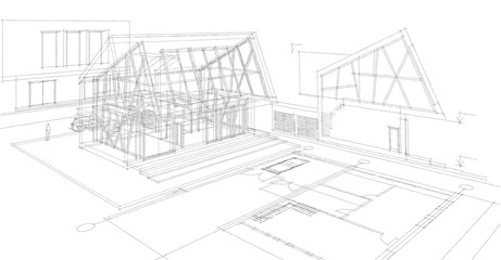  modern house concept 3d illustration