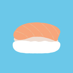 Vector illustration of a piece of salmon sushi.