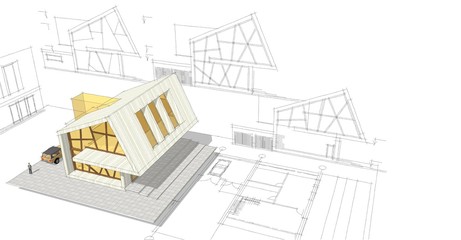  modern house concept 3d illustration