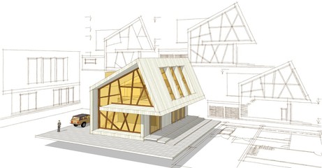  modern house concept 3d illustration