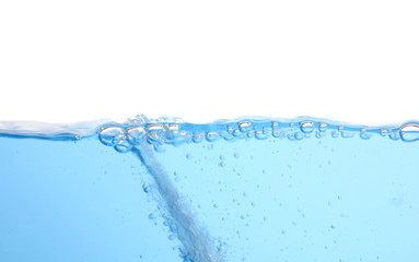 Clean blue water wave isolated on white background.