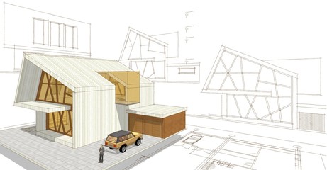  modern house concept 3d illustration