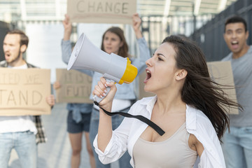 Activists demonstrating together for peace