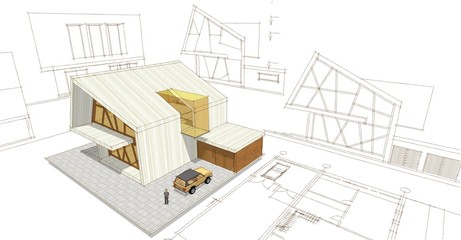  modern house concept 3d illustration