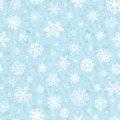 Simple snowflakes holiday seamless pattern. Vector eps10.