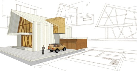  modern house concept 3d illustration