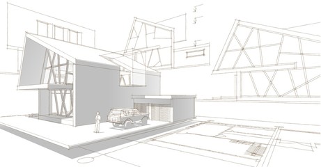  modern house concept 3d illustration