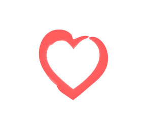 Red heart sign isolated on white. Valentines day icon. Hand drawn shape. Vector illustration